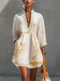 Aliénor | Abito Mini in Pizzo Oro all'Uncinetto