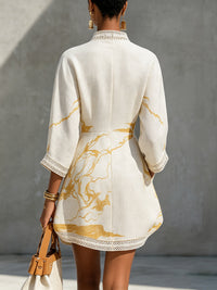 Aliénor | Abito Mini in Pizzo Oro all'Uncinetto