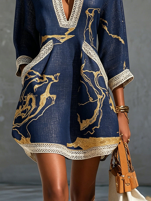 Cosette | Abito Mini in Pizzo Blu Navy all'Uncinetto