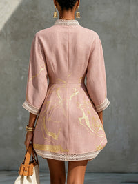 Ninon | Abito Mini in Pizzo Rosa all'Uncinetto