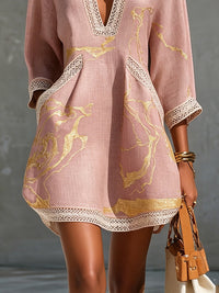 Ninon | Abito Mini in Pizzo Rosa all'Uncinetto