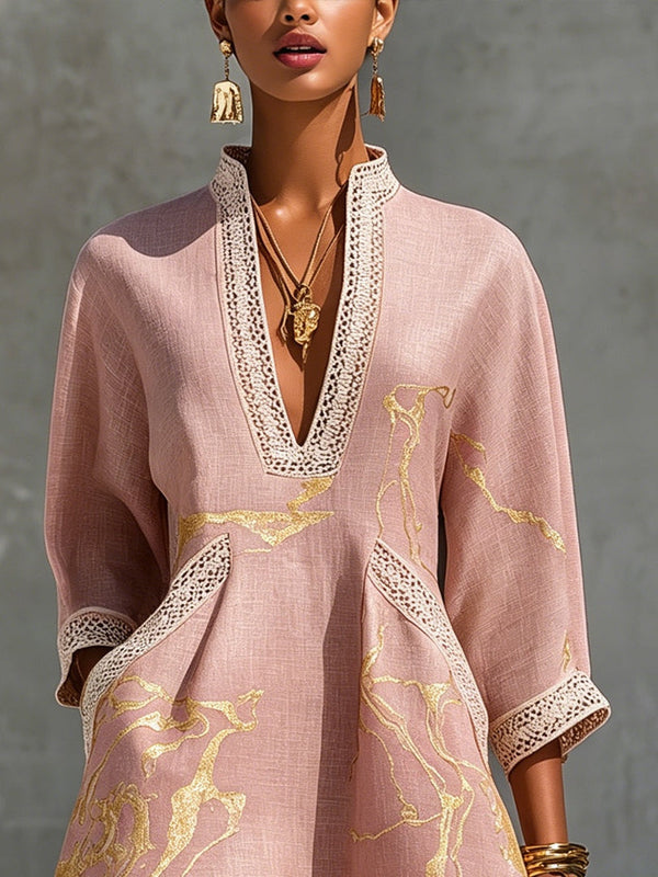 Ninon | Abito Mini in Pizzo Rosa all'Uncinetto