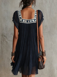 Apolline | Abito Mini in Chiffon con Motivo Floreale Plissettato