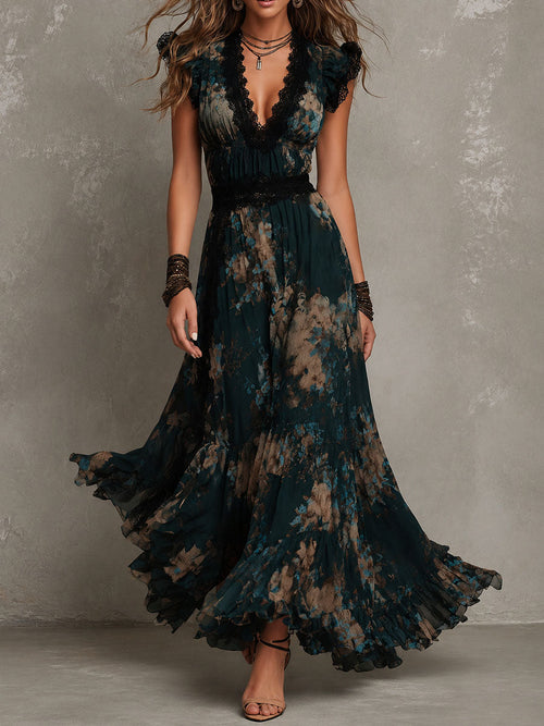 Athénaïs | Abito Maxi in Chiffon con Motivo Floreale™