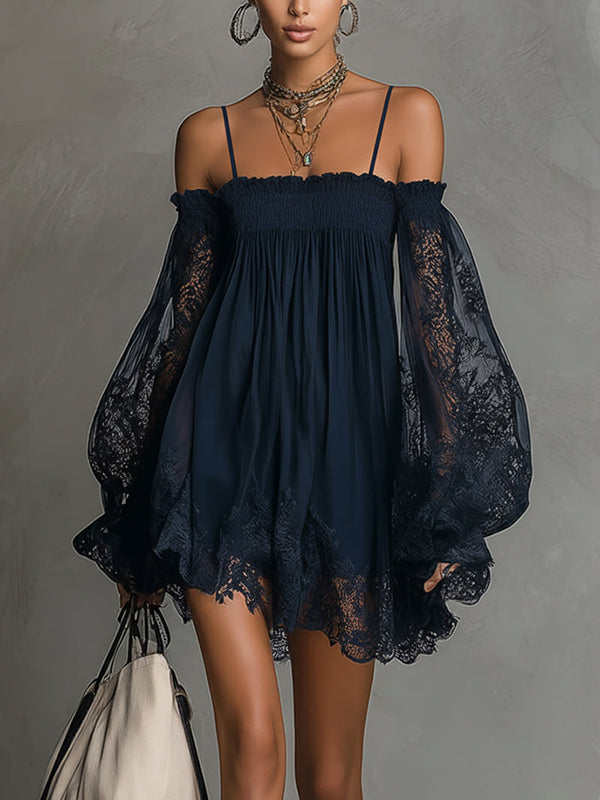 Noemi | Abito Mini in Chiffon Blu Navy