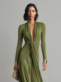 Valentine | Abito Maxi con Scollo a V con Volant