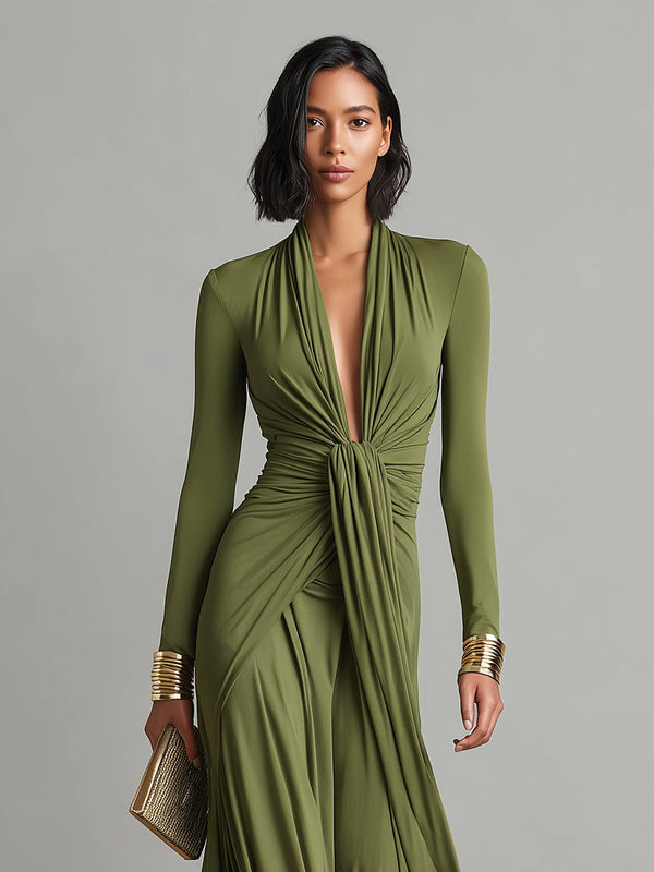 Valentine | Abito Maxi con Scollo a V con Volant