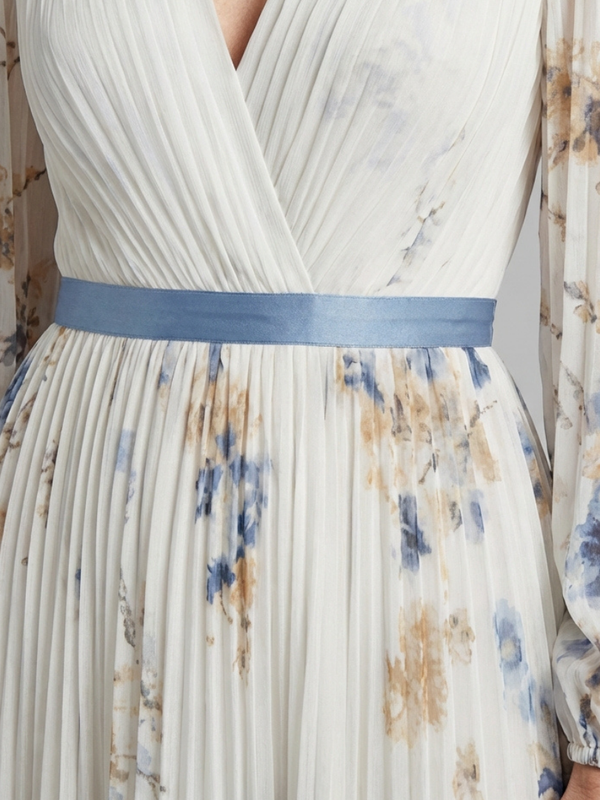 Violet & Grace | Abito Maxi con Motivo Floreale con Scollo a V a Maniche Lunghe