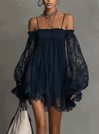 Noemi | Abito Mini in Chiffon Blu Navy