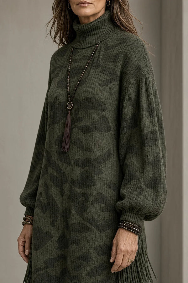 KARA | Abito con Collo Alto con Frange