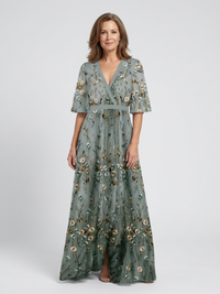 Violet & Grace | Abito Maxi con Motivo Floreale con Scollo a V