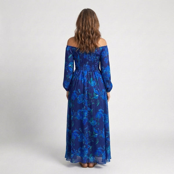 Violet & Grace | Abito Maxi con Motivo Floreale con Spalle Scoperte
