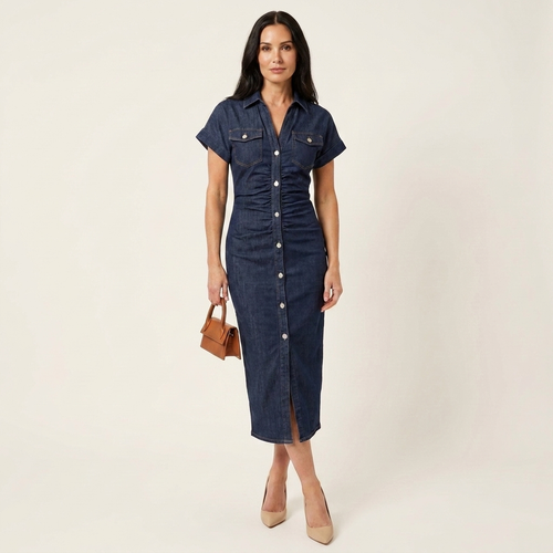 Maya | Abito Midi in Denim con Bottoni™