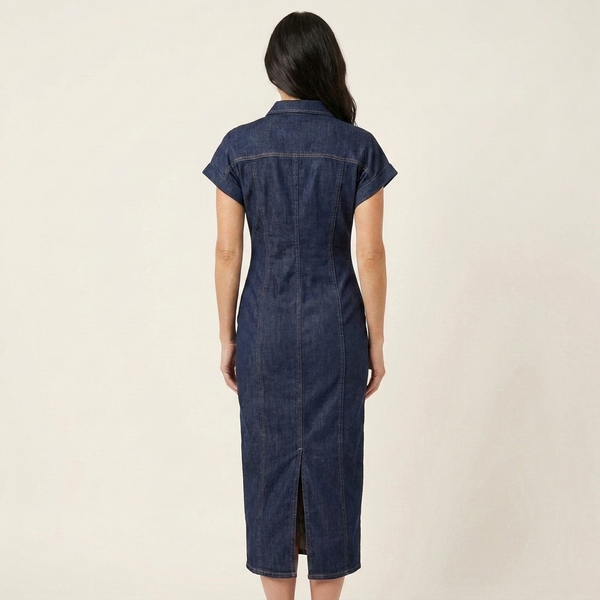 Maya | Abito Midi in Denim con Bottoni