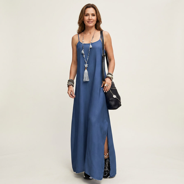 Azure | Abito Maxi in Denim con Spacco