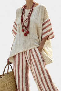 Helena | Pantaloni da Donna in Lino a Righe