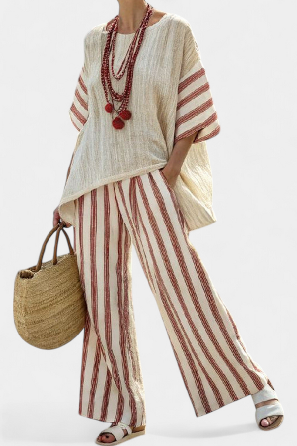 Helena | Pantaloni da Donna in Lino a Righe