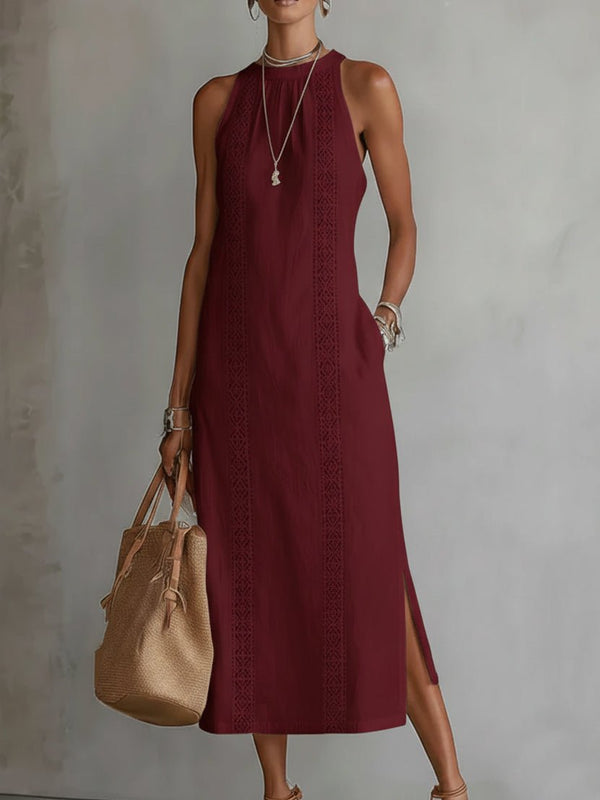 Corentine | Abito in Lino con Colletto con Tasche