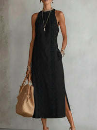 Corentine | Abito in Lino con Colletto con Tasche