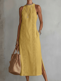 Corentine | Abito in Lino con Colletto con Tasche