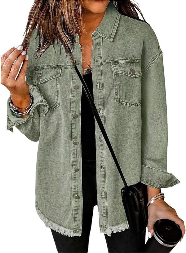Natania | Oversize Giacca da Donna in Denim con Bottoni