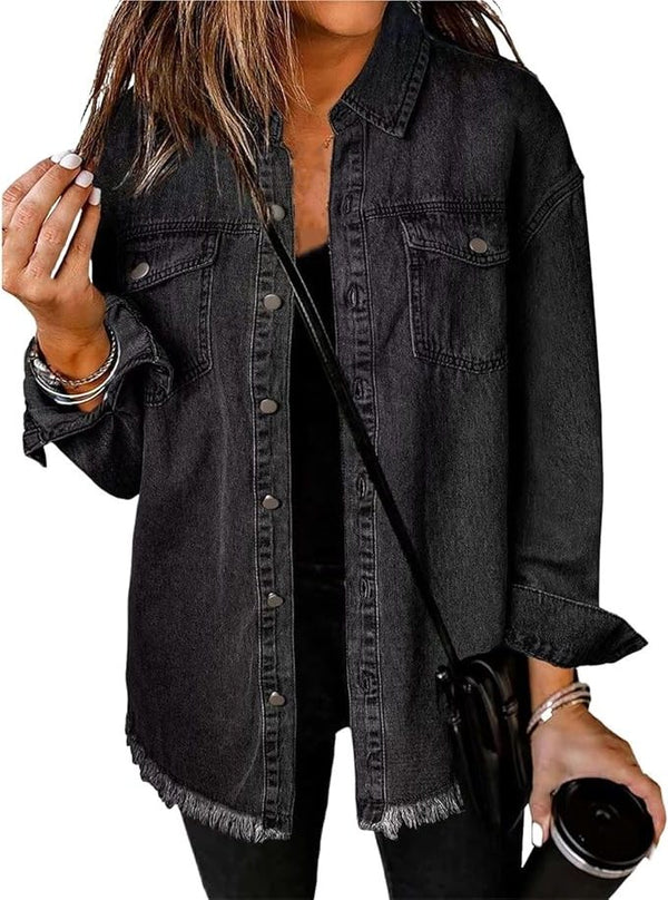 Natania | Oversize Giacca da Donna in Denim con Bottoni