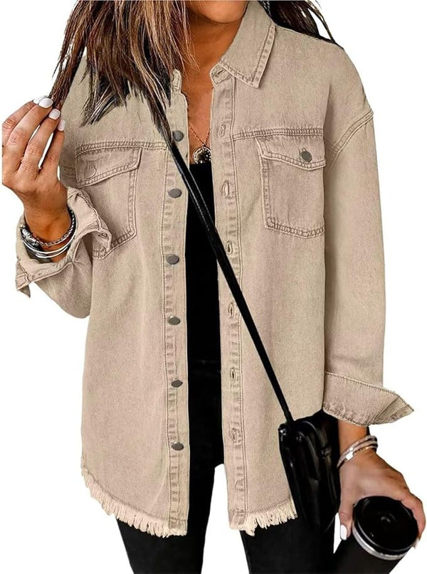 Natania | Oversize Giacca da Donna in Denim con Bottoni