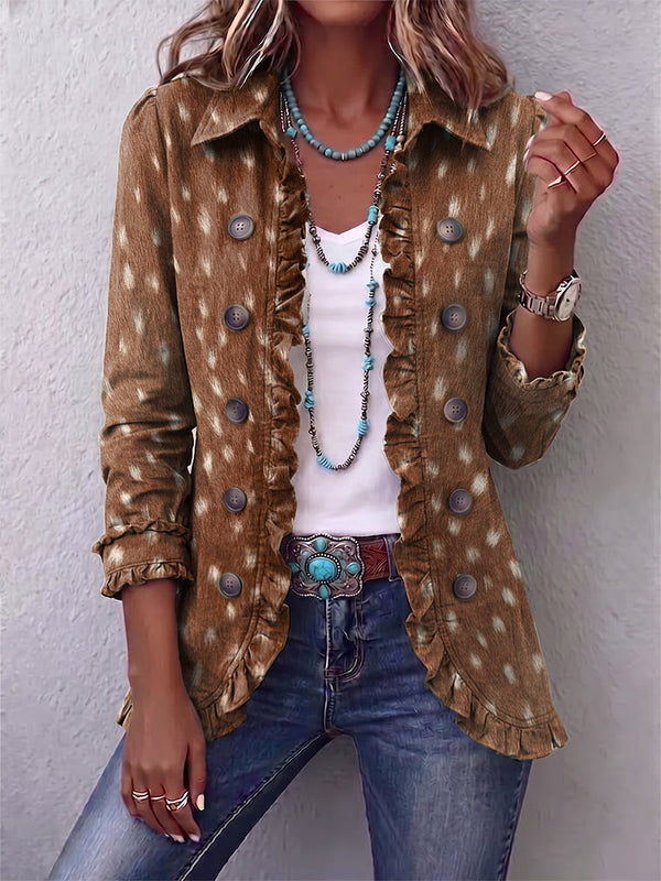 Hélène | Boho Giacca Marrone con Volant