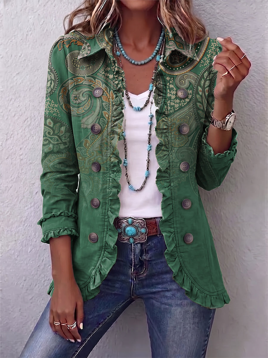 Cosette | Boho Giacca Verde con Volant