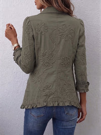 Alexandrine | Retrò Chic Giacca Verde con Motivo Floreale