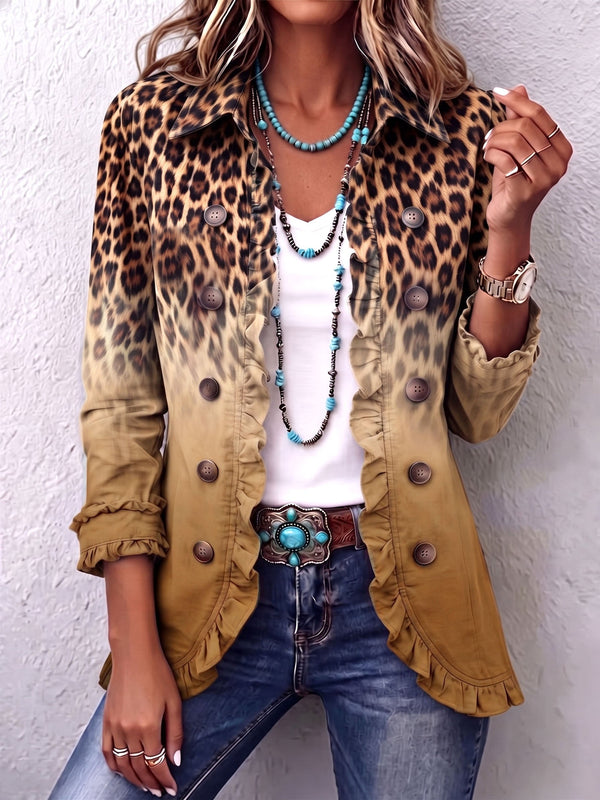 Paule | Blazer con Motivo Leopardato con Volant