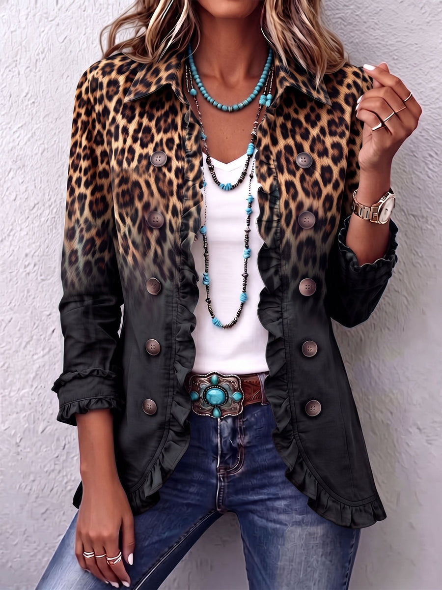 Valentine | Blazer con Motivo Leopardato con Volant
