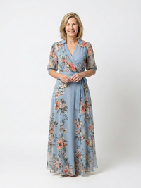 Elowen | Abito Maxi con Motivo Floreale con Scollo a V a Portafoglio